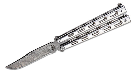 Bear & Sons 5" Stainless Butterfly Knife Damascus Blade