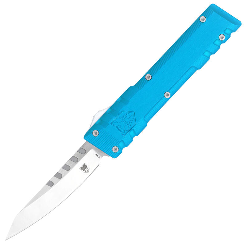 CobraTec Stealth Blue Drop Point Non-Serrated 154CM OTF Knife