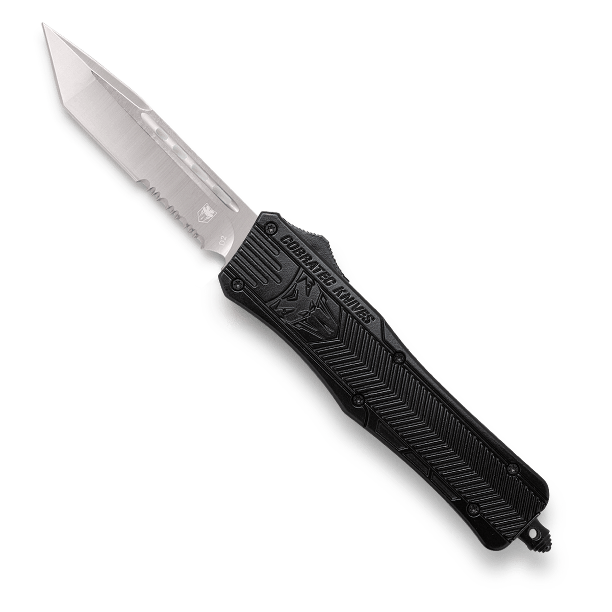 CobraTec Medium Black Tanto Serrated OTF Knife