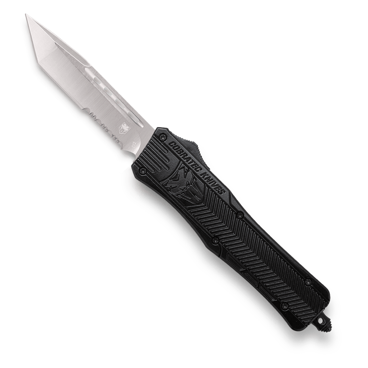 CobraTec Medium Black Tanto Serrated OTF Knife
