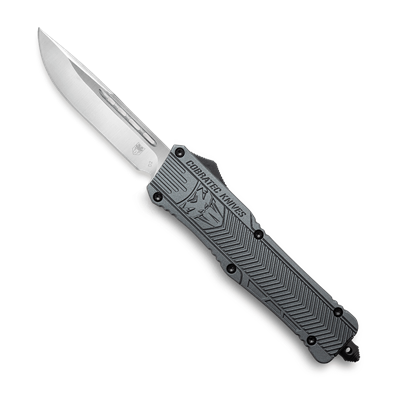 CobraTec Large Gray Drop Point Non-Serrated OTF Knife