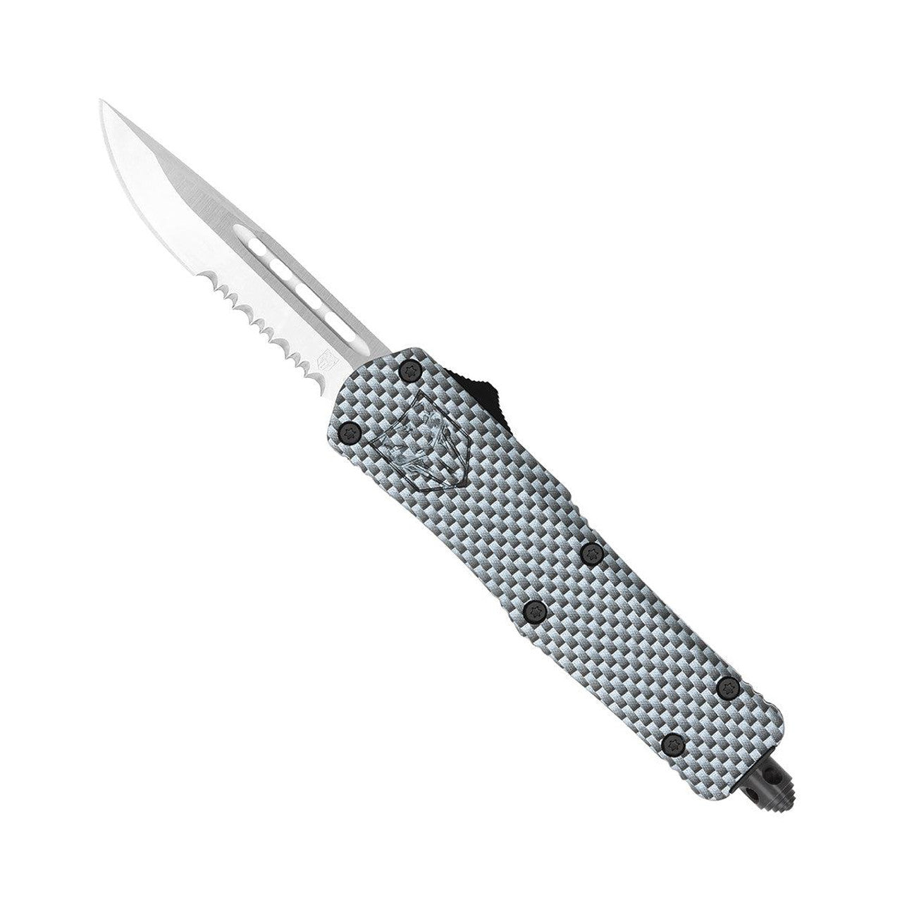 CoBRATec Small Carbon Fiber FS-3 Drop Point OTF Knife Serrated
