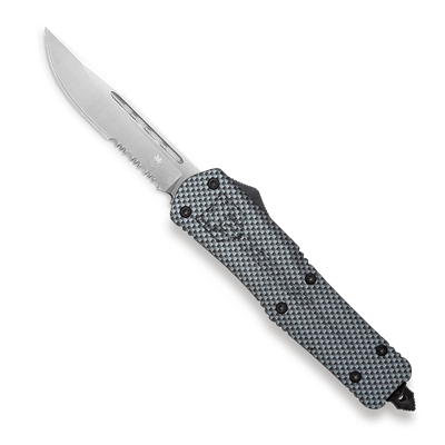 CoBRATec Medium Carbon FS-3 Drop Point OTF Knife Serrated