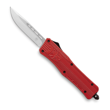 CoBRATec Small Red Drop Point OTF Knife Non-Serrated