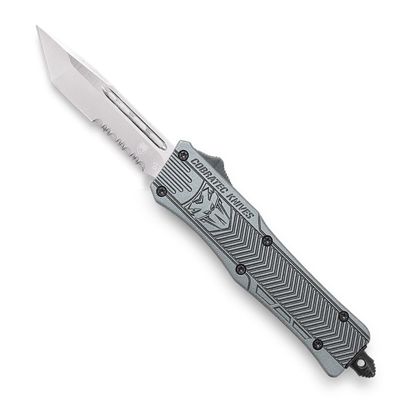 CoBRATec Small Gray Tanto OTF Knife Serrated