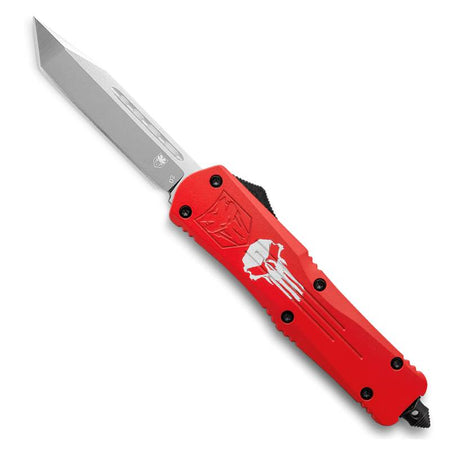 CoBRATec Large Red Punisher Tanto OTF Knife Non-Serrated