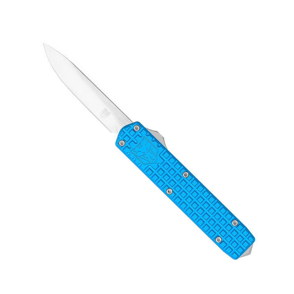 CobraTec Small Warrior Blue M390 OTF Knife - Drop Point Non-Serrated