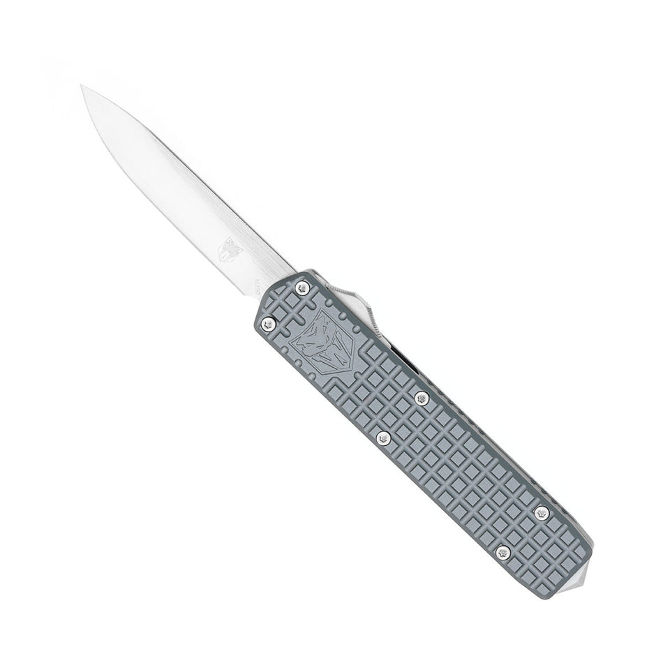 CobraTec Small Warrior Grey M390 OTF Knife - Drop Point Non-Serrated