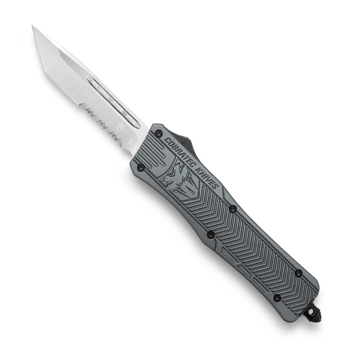 CoBRATec Medium Gray Tanto OTF Knife Serrated