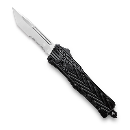 CoBRATec Small Black Tanto OTF Knife Serrated