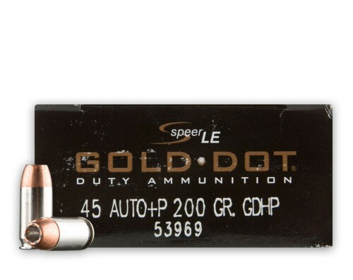 Speer Gold Dot LE Duty +P .45 ACP/Auto 200 gr JHP ammo