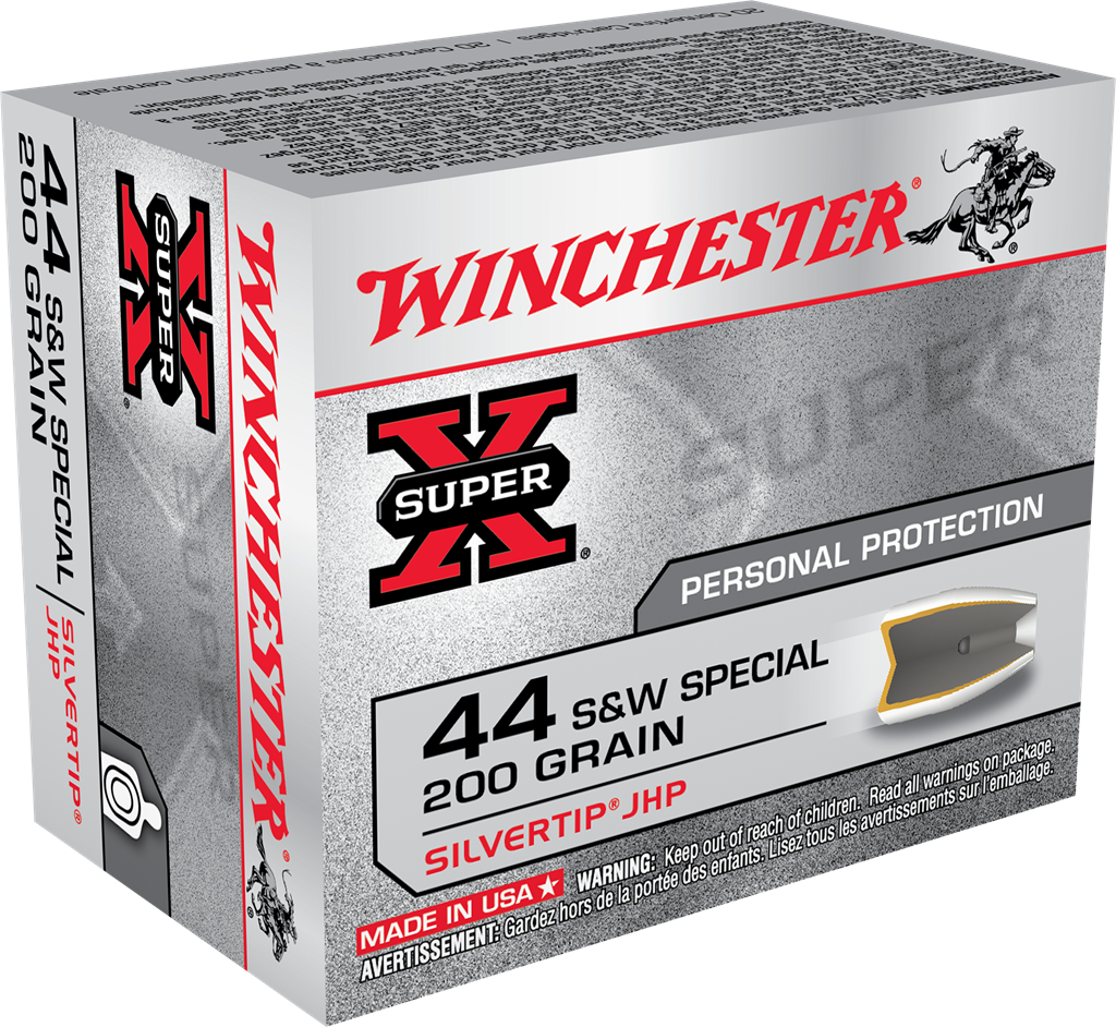 Winchester SUPER X Centerfire Pistol Personal Defense .44 S&W Special 200 gr JHP ammo