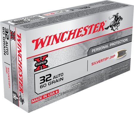 Winchester SUPER X Centerfire Pistol Personal Defense .32 ACP 60 gr JHP ammo