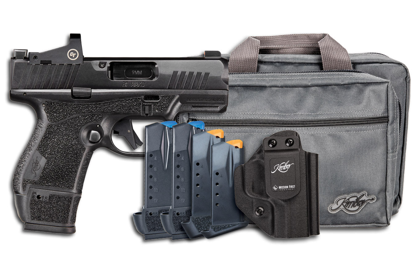 KIMBER R7 MAKO 9MM OR KDC BUNDLE 5 15RD MAGS, MFT HOLSTER, RANGE BAG