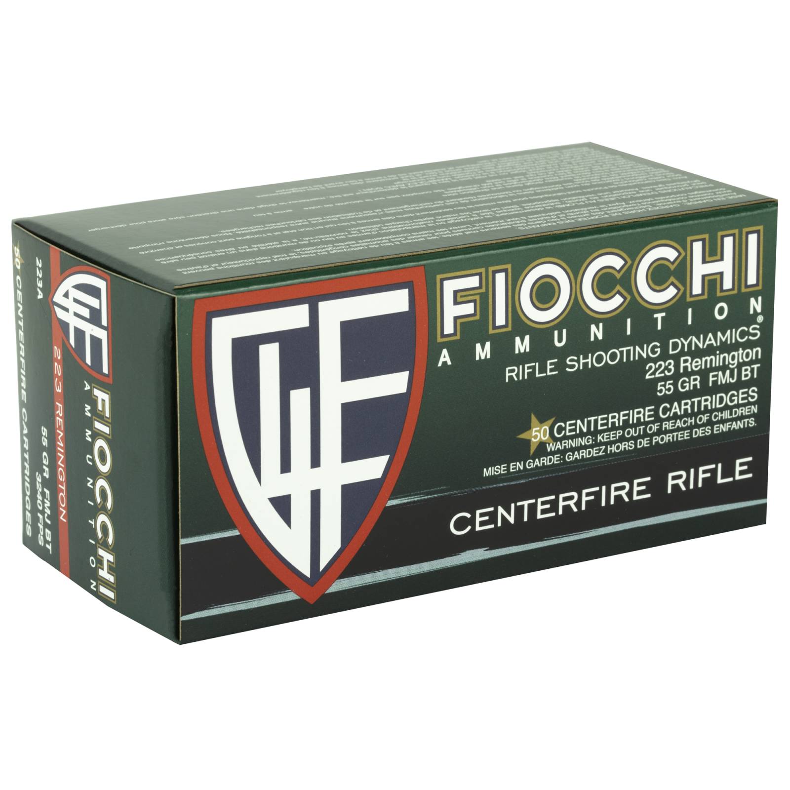 Fiocchi Shooting Dynamics 223 Remington 55gr FMJ-BT Ammo