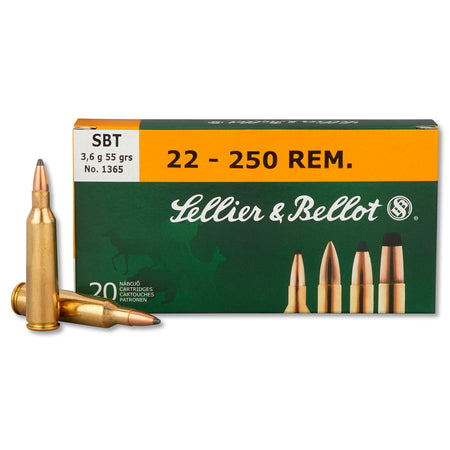 Sellier and Bellot GameKing Spitzer Boat Tail .22-250 Remington 55 gr JSP ammo