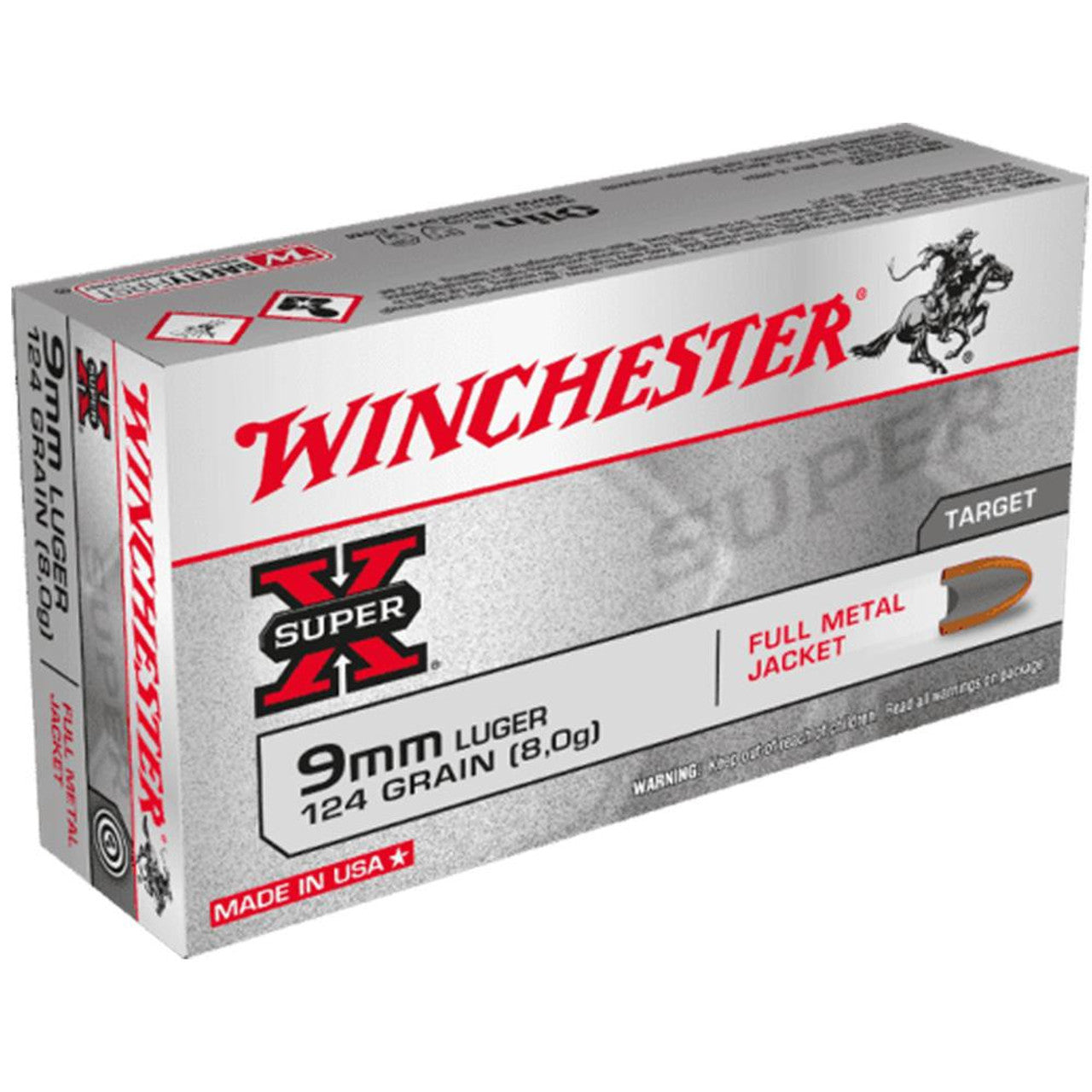 Winchester Super X 9mm Luger / Parabellum 124 gr FMJ ammo