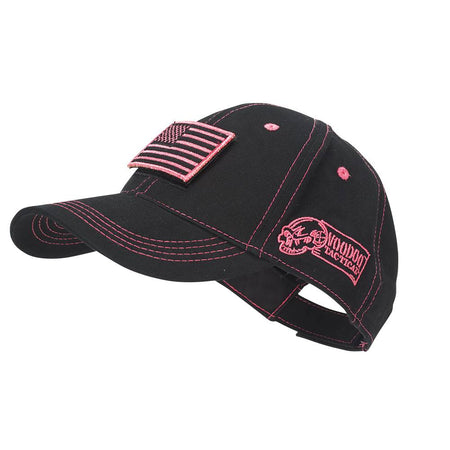 Voodoo Tactical Classic Cap with Removable Flag Patch Black with Pink Stitching