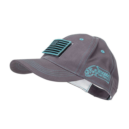 Voodoo Tactical Classic Cap with Removable Flag Patch Gray with Teal Stitching