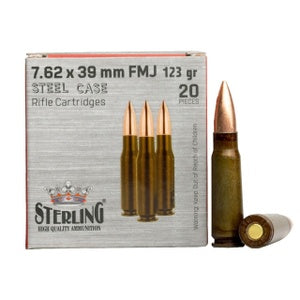 STERLING STEEL CASE 7.62x39 123GR FMJ 20RD BOX 50 BXS PER CASE