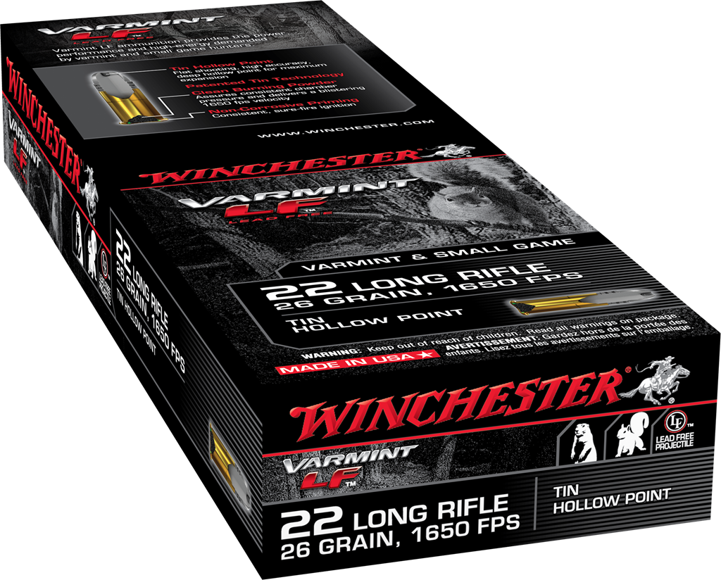 Winchester VARMINT LF Lead Free Hunting .22 Long Rifle 26 gr JHP ammo