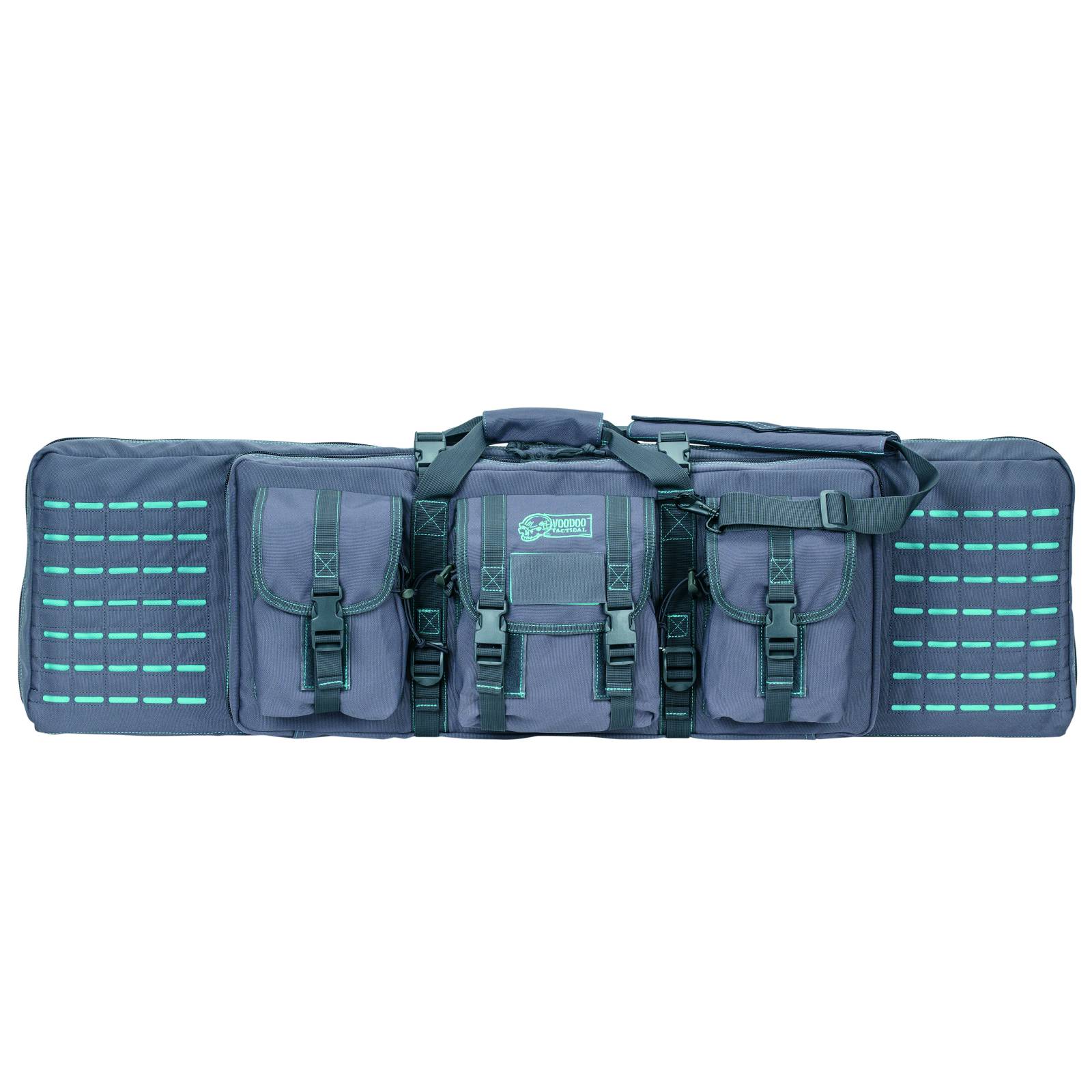 Voodoo Tactical 42-Inch Padded Weapons Case with Die Cut MOLLE - Gray/Teal