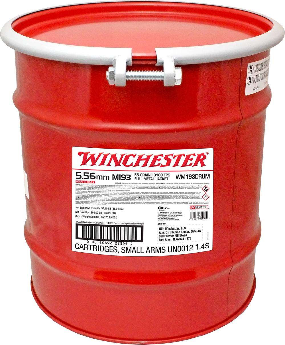 Winchester USA M193 Drum 5.56x45mm NATO 55 gr FMJ ammo