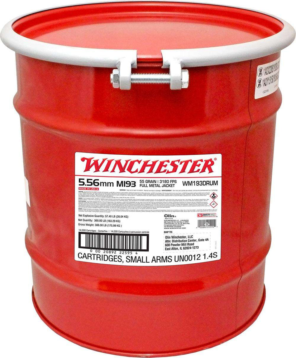 Winchester USA M193 Drum 5.56x45mm NATO 55 gr FMJ ammo