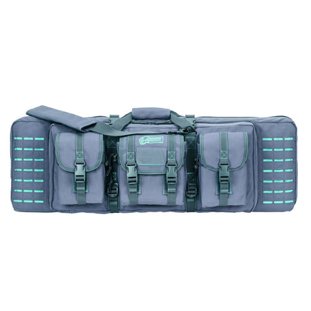 Voodoo Tactical 36-Inch Padded Weapons Case with Die Cut MOLLE - Gray/Teal Stitching