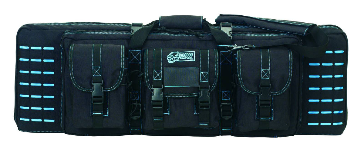 Voodoo Tactical 36-Inch Padded Weapons Case with Die Cut MOLLE - Black/Teal Stitching