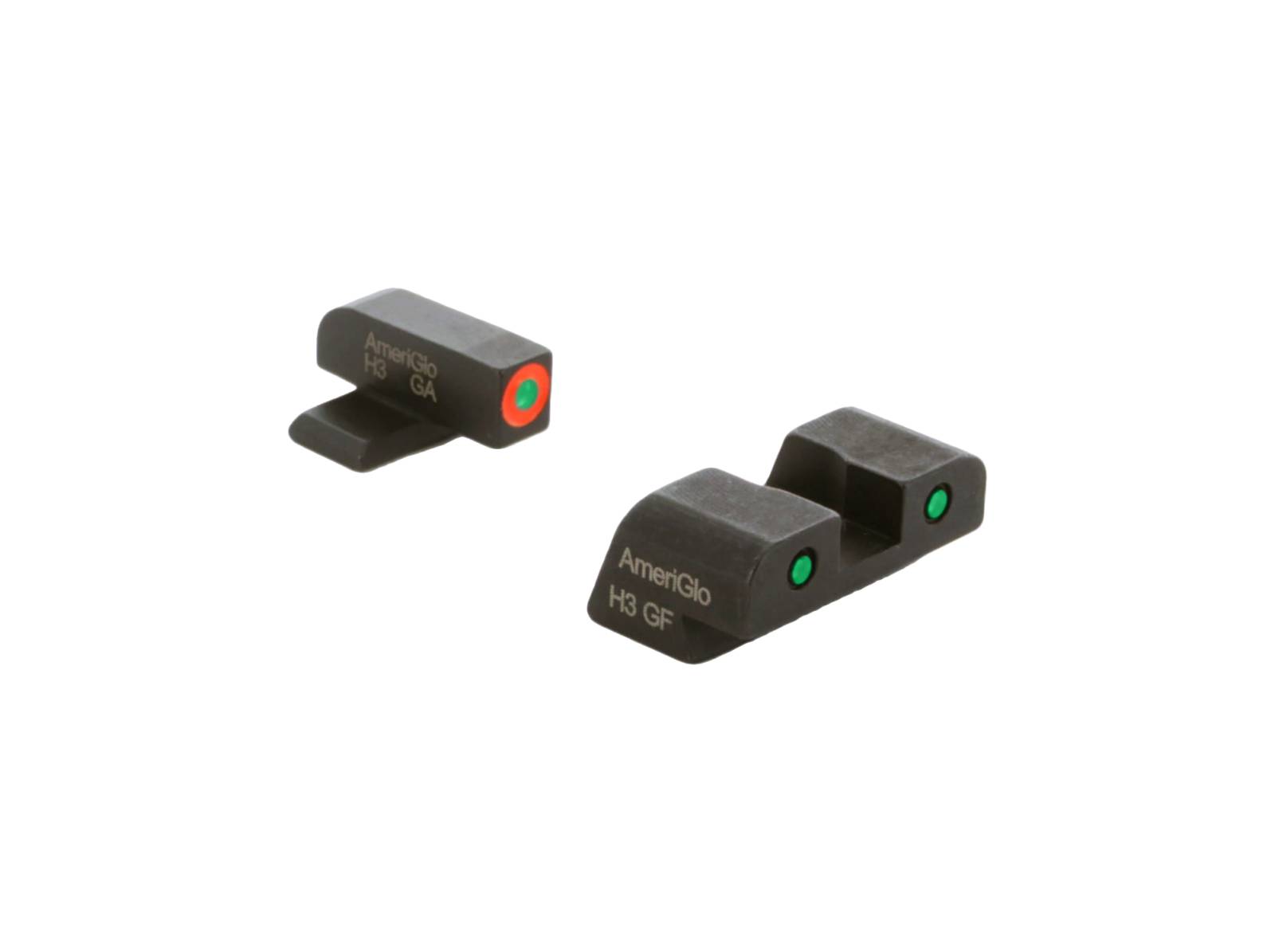 AmeriGlo Night Sight Set for Springfield Hellcat Standard - Green/Orange Front, Green/Black Rear