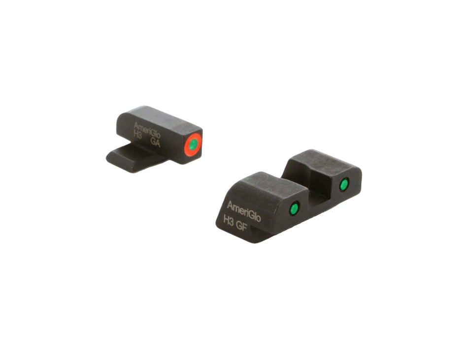 AmeriGlo Night Sight Set for Springfield Hellcat Standard - Green/Orange Front, Green/Black Rear