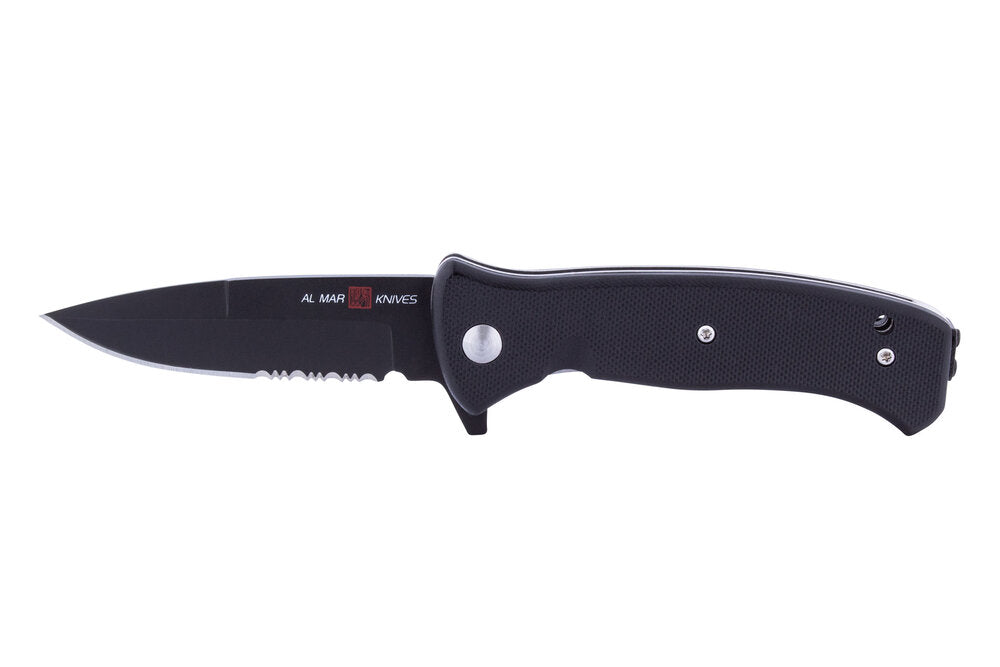 Al Mar Knives Mini SERE 2020 Night G-Series 3 In D2 Black Combo Edge Folder