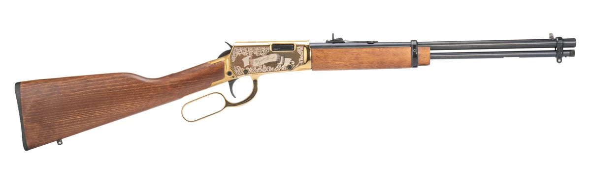 dROSSI RIO BRAVO WYATT EARP 22LR RIFLE 18" BLK/GOLD PVD ENGRAVED WOOD 15RD