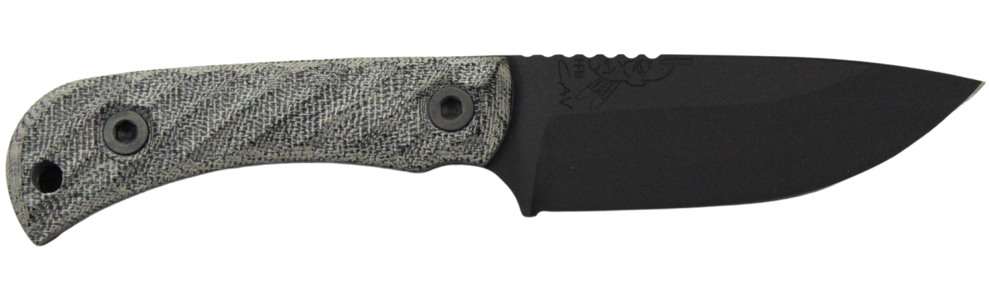 Half Face Blades Cavner Jr 3.5" Blade 7.5" OA S45VN Armor Black Gray Micarta Grip