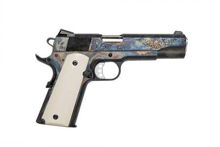 SPRINGFIELD ARMORY PRESIDENTIAL ELITE 45ACP 5" CASE COLOR HARDENED, ENGRAVED, INVORY GRIP, 20 MADE