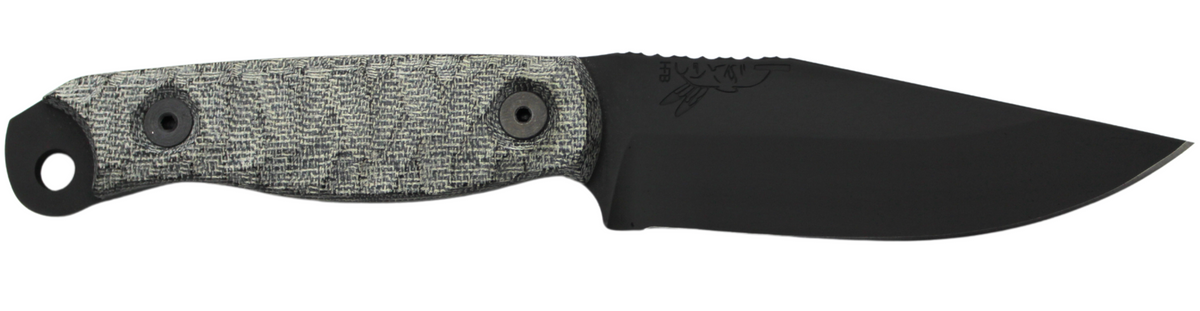 Half Face Blades Crow Scalper 4" Blade 8.3" OA S45VN Armory Black Gray Micarta Grip