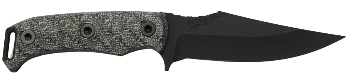 Half Face Blades Tosahwi 4" Blade 8.1" OA CPM S45VN Armory Black Gray Micarta Grip