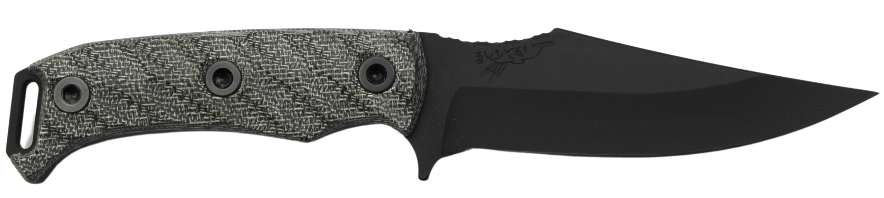 Half Face Blades Tosahwi 4" Blade 8.1" OA CPM S45VN Armory Black Gray Micarta Grip