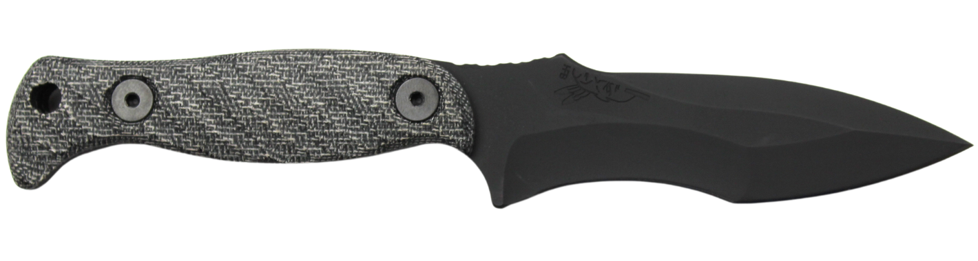Half Face Blades Extremis 3.5" Blade 7.5" OA S45VN Steel Armor Black Gray Micarta Grip