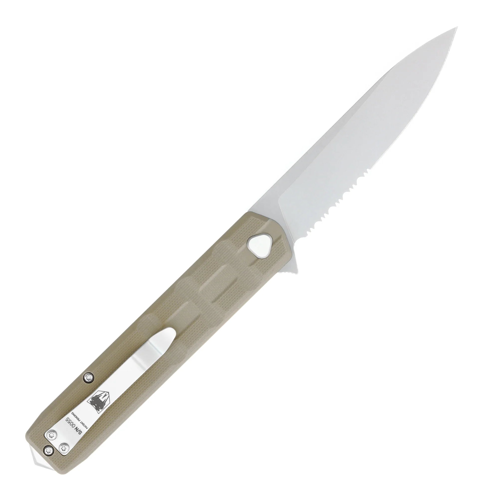 CobraTec Kuzio Tan G10 3.25" Drop Point Serrated OTF Knife