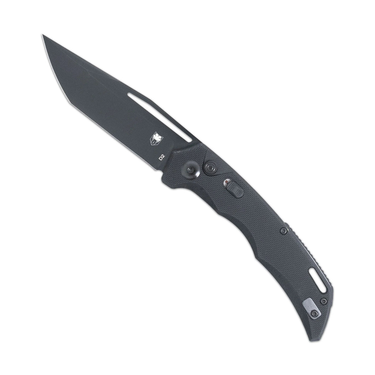 CobraTec KOA Button Automatic G10 Black Tanto Non-Serrated Knife