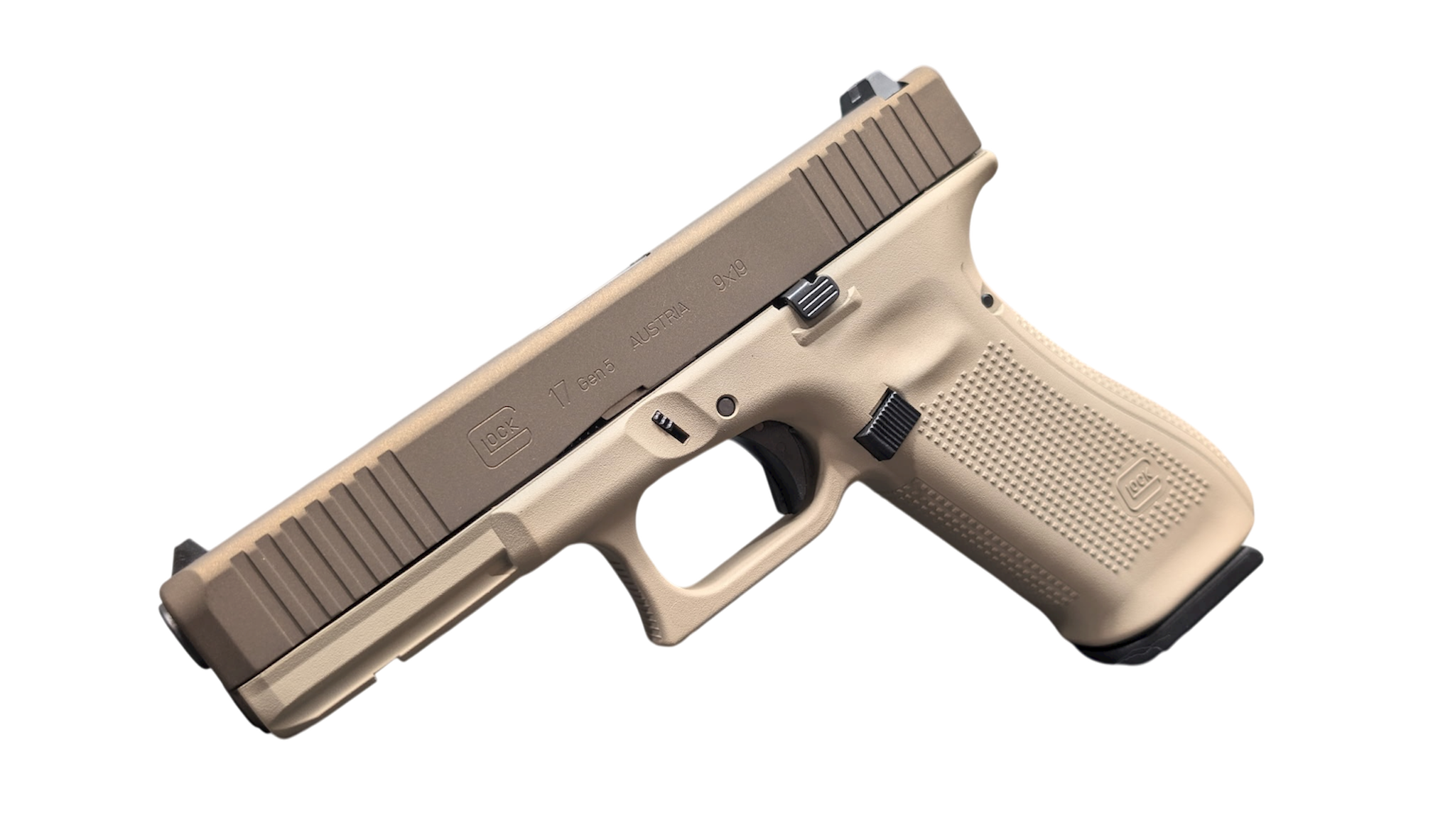 GLOCK 17 GEN 5 FS TAN/BRONZE TWO TONE 9MM PISTOL 4.49" FXD 5.5lb 3-17RD MAGS