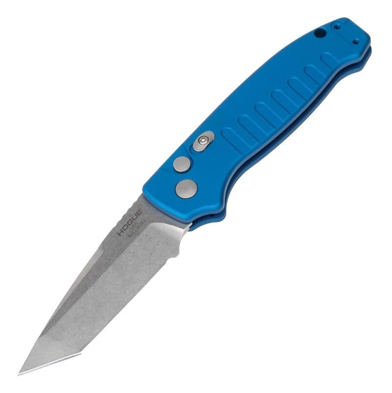 Hogue Ballista I Automatic Folder Knife 3.5" Tanto Blade Blue Aluminum Handle