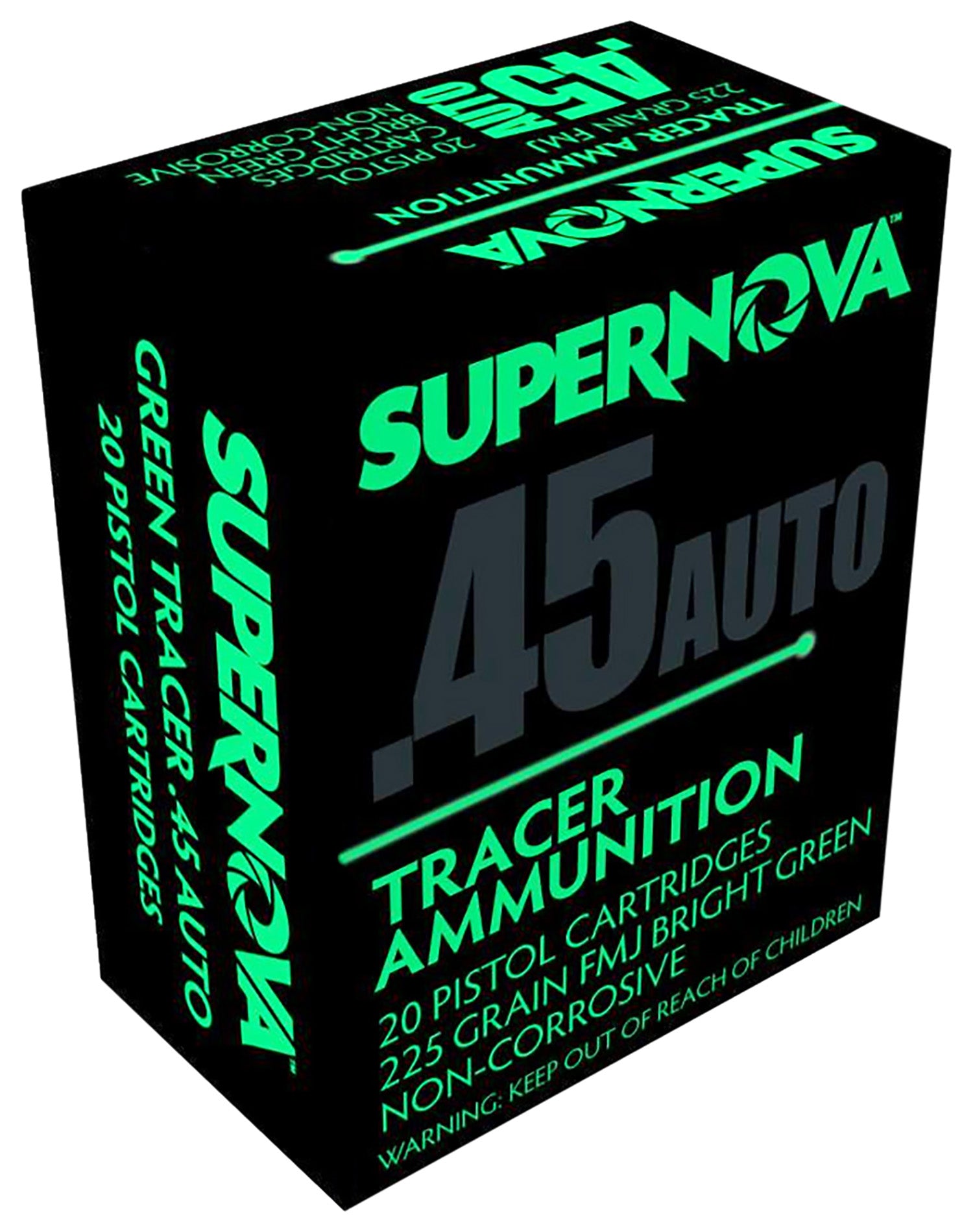 Supernova .45 ACP/Auto PMSN45ACG Green Tracer Non Corrosive Full Metal Jacket FMJ 225 Grain