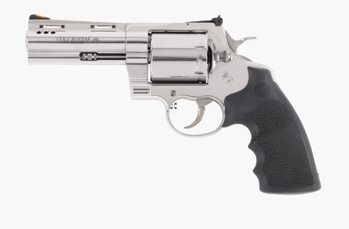Colt Mfg KODIAKSP4RTS Kodiak 44 Mag 6rd 4.25" Polished Ported Vent Rib Barrel & Cylinder, Recessed Target Crown Muzzle, Polished Stainless Steel Frame, Black Hogue Overmolded Grip, Exposed Hammer
