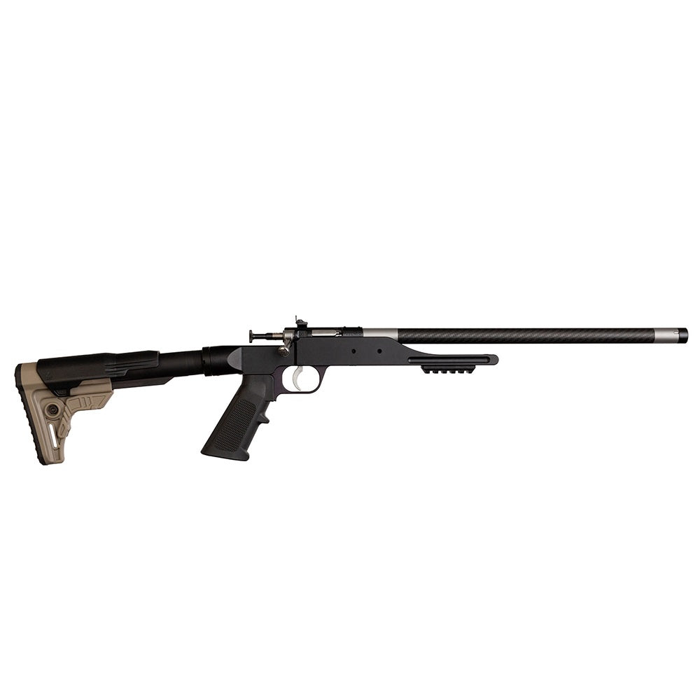 Keystone KSA2185 Precision 6061 22 LR Single Shot 16.12" Carbon Fiber Threaded Barrel, Black Anodized Picatinny Rail Aluminum Receiver, Black/FDE Adj Buffer Tube Style Butt Stock, Right Hand