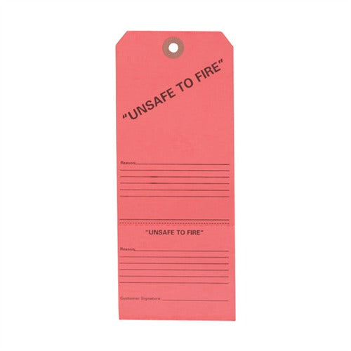 UNSAFE TO FIRE TAGS, 25 PACK