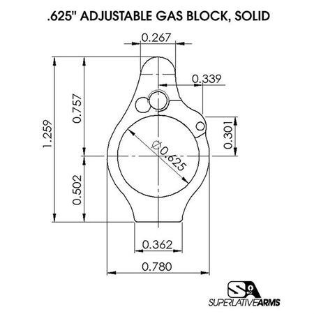 AR-15 Solid Adjustable Gas Block (UPC 850011846391)