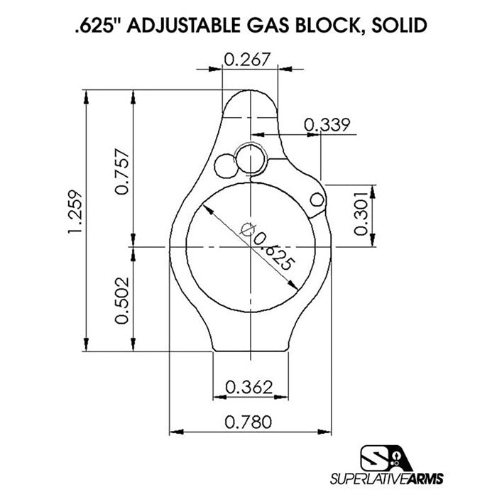 AR-15 Solid Adjustable Gas Block (UPC 850011846391)